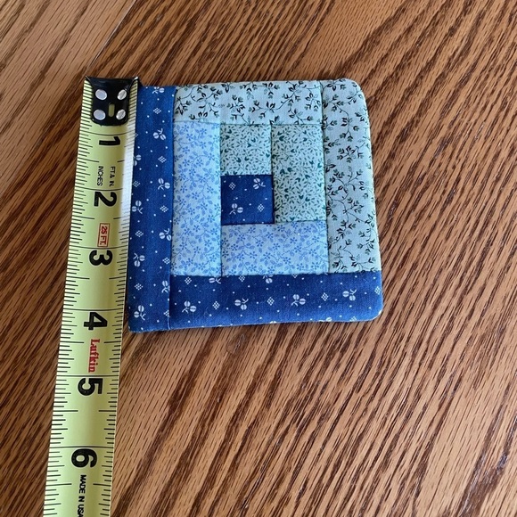 Blue Fabric Coaster Set OF 4 - Picture 4 of 5